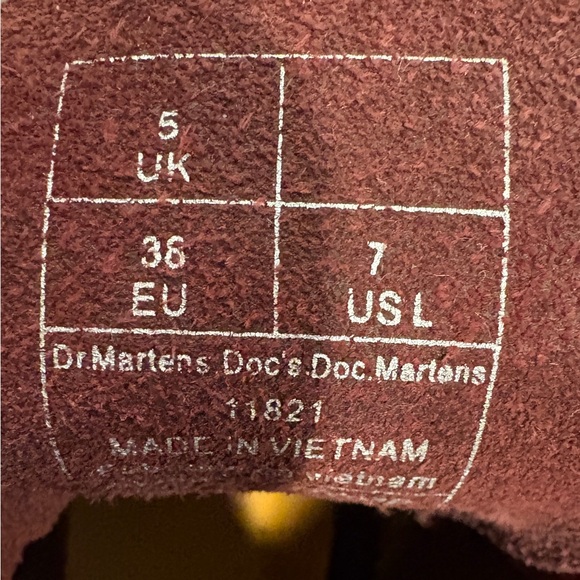 Dr. Martens Unisex Smooth Leather Cherry Red Burgundy 1460 Lace Up Boots 7USL - Picture 9 of 10